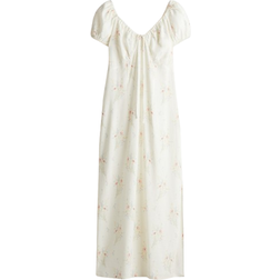 H&M Señoras Maxivestido Con Lazada - Blanco