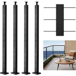 VEVOR 4-Pack Cable Railing Post 42x2x2 In Horizontal-Hole Deck