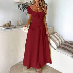 Shein Damen Boho Urlaubs Kleid mit Trägerlosem - Rückenfreiem Design