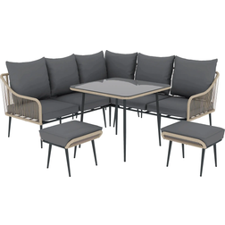 OutSunny 84G-547V70LR - Light Brown Outdoor Lounge Set, 1 Table incl. 3 Sofas