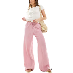 Stradivarius Flowing Textured Trousers - Pastel Pink