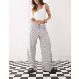 Weekday Slouchy Trousers - Off-White/Grey Stripe