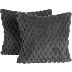 OHS Thick Faux Fur Waffle Cushion Cover Grey (45x45cm)