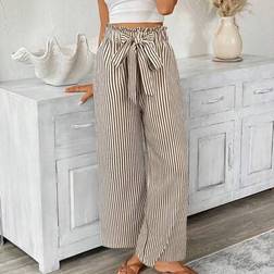 Shein Casual Lösa Byxor Med Raka Vida Ben - Brun