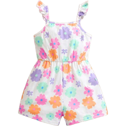 Shein Baby Girl Summer Cute Floral Pattern Knit Romper