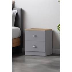 Fwstyle 2 Drawer Chest Matt Grey Oak Top Bedside Table