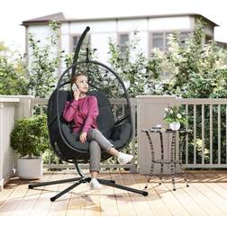 OutSunny Hanging Egg Chair with Stand Dark Grey