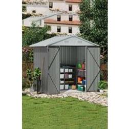Living and Home Outdoor Metal Storage Shed 6 x 8 ft with Lockable Door Grey - One Size (Building Area )