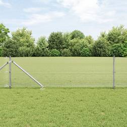 vidaXL Fence Post Set Of 2 Galvanised Steel 10 x 0.5 m
