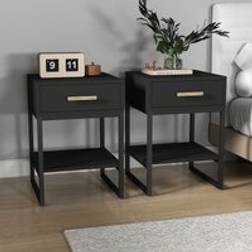 Melody Maison Pair Of One Drawer Luna Black Range Bedside Table