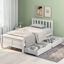 Aka 3ft Single Wooden Solid White Pine Storage with Drawers Frame Bed