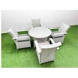 Fimous 5 Pcs Pe Rattan With Round Table - Light Grey Patio Dining Set