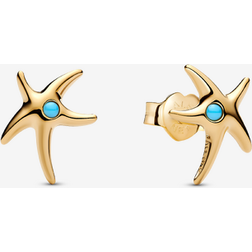 Pandora Starfish 14k Gold-Plated Stud Earrings - Turquoise