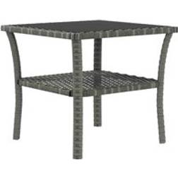 OutSunny PE Rattan Coffee Table 50cm with Glass Top - Grey
