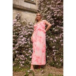 Yours Floral Print Ruffle Maxi Dress - Pink