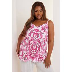 Yours Tile Print Vest Top - Bright Pink