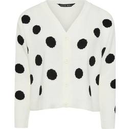 Yours Curve Polka Dot Knitted Cardigan Plus Size - White