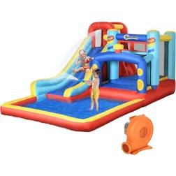 OutSunny 4 in 1 Bouncy Castle with Slide Pool Trampoline Climbing Wall Blower