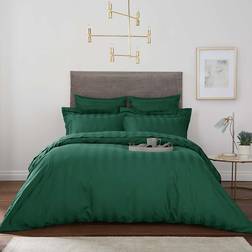 Hotel Cotton 230 Thread Count Stripe - Emerald Duvet Cover Green (230x220cm)