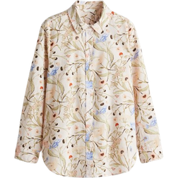H&M Linen Blend Shirt - Light Beige/Floral
