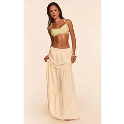 PrettyLittleThing Jupe De Plage Longue En Effet Lin - Jaune Beurre