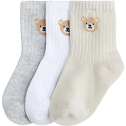 H&M Baby 3-Pack Strumpor - Beige/Nallebjörn