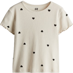 H&M Ribbed Jersey Top - Beige