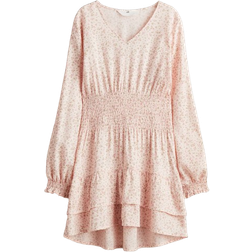 H&M Lyserød Kjole Med Smock - Lyserød