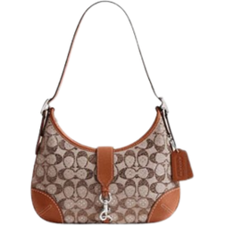 Coach Hamptons Hobo In Signature Jacquard With Crystals - Silver/Polished Amber
