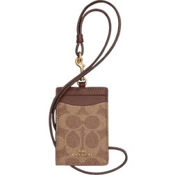 Coach Id Lanyard In Signaure Canvas - Gold/Tan/Brown