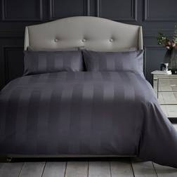 Silentnight Sateen Stripe Duvet Cover Set Duvet Cover Beige, Grey, White