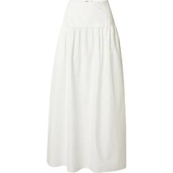 Monki Maxikjol I Poplin Med Volym Och Sänkt Midja - Vit/A