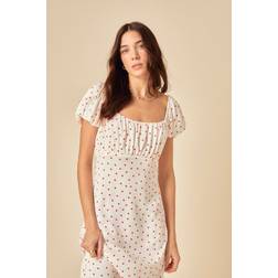 Nobody's Child Raven Puff Sleeve Midi Dress - White/Red
