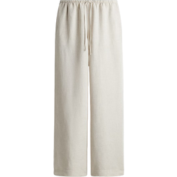 H&M Straight Linen Blend Trousers - Light Beige