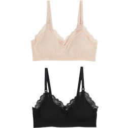 H&M Mama Seamless Padded Nursing Bras 2-pack Light Beige/Black (1176659004)