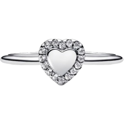 Pandora Engravable Heart Halo Ring - Silver/Transparent