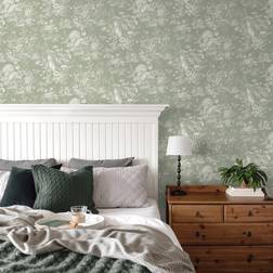 Forest Forest Friends Sage Wallpaper Sage Green