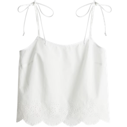 H&M Embroidered Tie-Strap Top - White