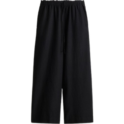 H&M Cropped Trousers in Linen Mix - Black