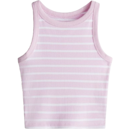 H&M Ribbed Cotton Vest Top - Light Pink/Striped (1277134004)