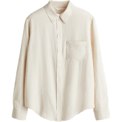 H&M Linen Blend Shirt Blouse - Light Beige