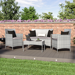 Vida Designs Kendal - Grey Outdoor Lounge Set, 1 Table incl. 2 Chairs & 1 Sofas