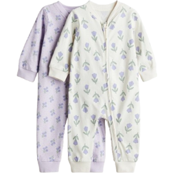 H&M Patterned Cotton Pyjamas 2-pack - Purple/Floral (1085413043)