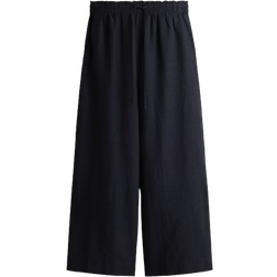 H&M Linen Blend Crop Pants - Navy Blue