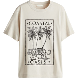 H&M Printed T-shirt - Light Beige/Coastal Oasis