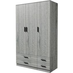 UrbnLiving 3 door 4 drawer storage shelf hanging Wardrobe 108x180cm