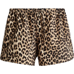 H&M Cotton Shorts with Drawstring - Light Beige/Leopard Print