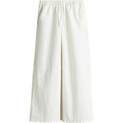 H&M Girls Linen-Blend Trousers - White