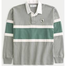 Hollister Boxy Heavyweight Rugby Polo - Sage/Green