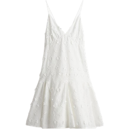 H&M Appliquéd Cotton Dress - White